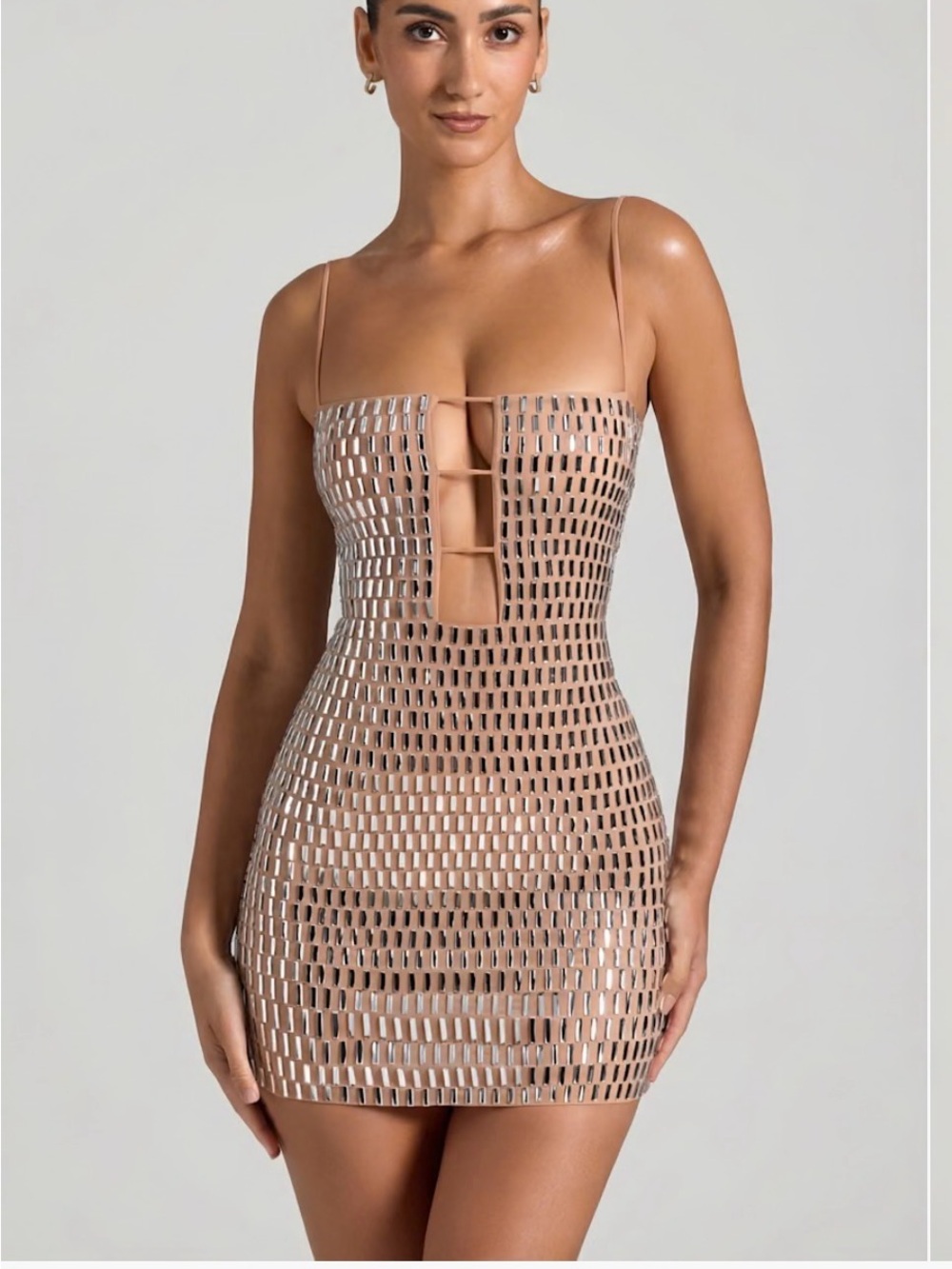 Sparkly Cutout Strap Mini Dress